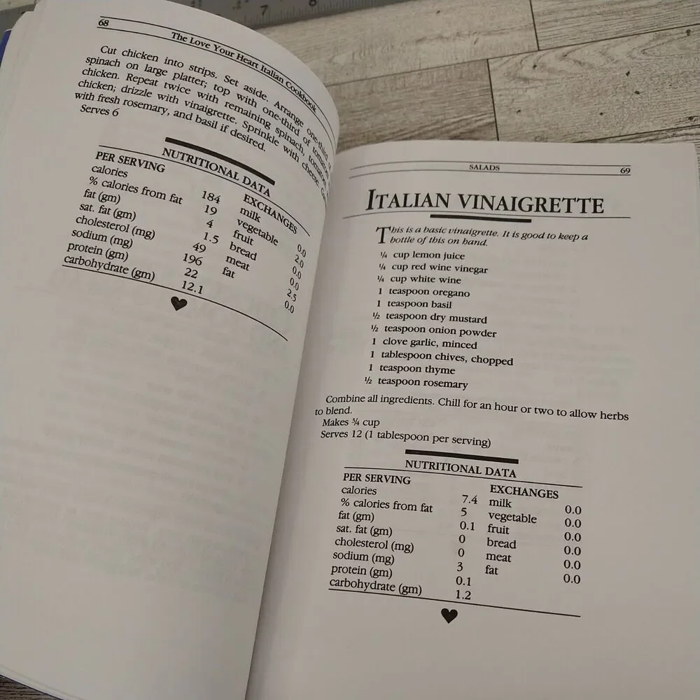 Love Your Heart Italian Low-Cholesterol Cookbook by Carole Kruppa 1994 Softcover